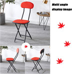 1 Piece Folding Chairs Stools- Multipurpose Stacking Metal Chair- Foldable Design for Small Spaces,Hollow High Back Support(Red)