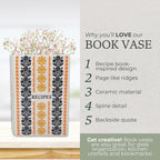 Steel Mill & Co Original Book-Shaped Decorative Vase, Ceramic Vases for Home Decor, Cute Kitchen Decor, Unique Vase (Vintage Floral Stripe)