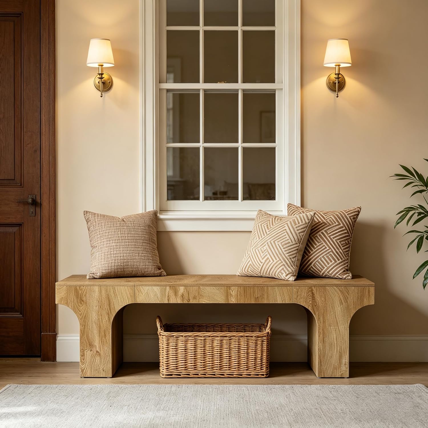 LITTLE TREE 63" Wooden Bench, End of Bed Bench, Long Hallway Bench, Farmhouse Entryway Bench for Hallway, Living Room, Kitchen