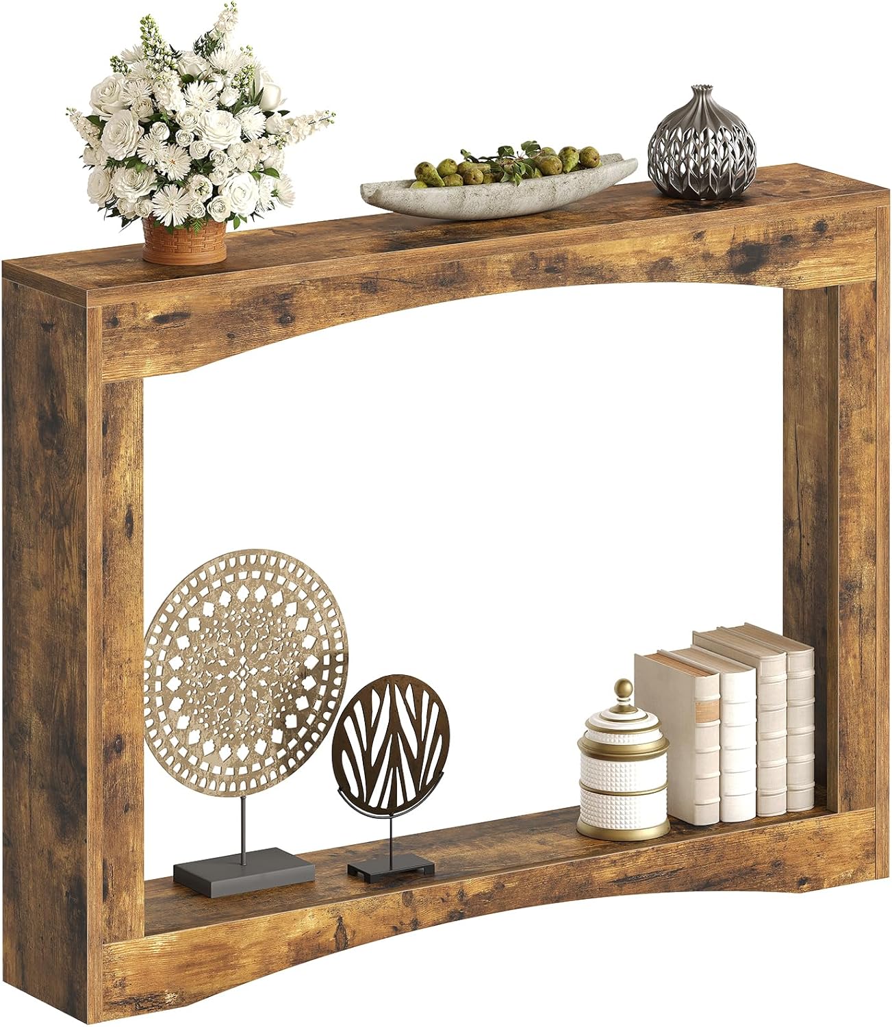 YATINEY Narrow Console Table, 5.9'' Thin Entryway Table, Behind Couch Table for Small Spaces, Small Farmhouse Hallway Table, for Living Room, Hallway, Foyer, Rustic Brown CT19RR