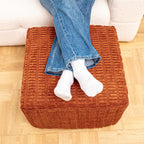 Asuprui Square Pouf Ottoman Foot Rest, Orange, 20x14 in,All-One Foam Filler | Footstool Ottoman,Stuffed Pouf Ottoman,All-One Foam Filler, Footrest,Beanbag Chair,Floor Pouf for Living Room Wedding Bedroom