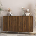 Sideboard Cabinet, 56" Large Buffet Cabinet with Storage, Wood Credenza Storage Cabinet with 4 Fluted Decorative Doors and Adjustable Shelves, for Living Room, Kitchen, Entryway, Walnut