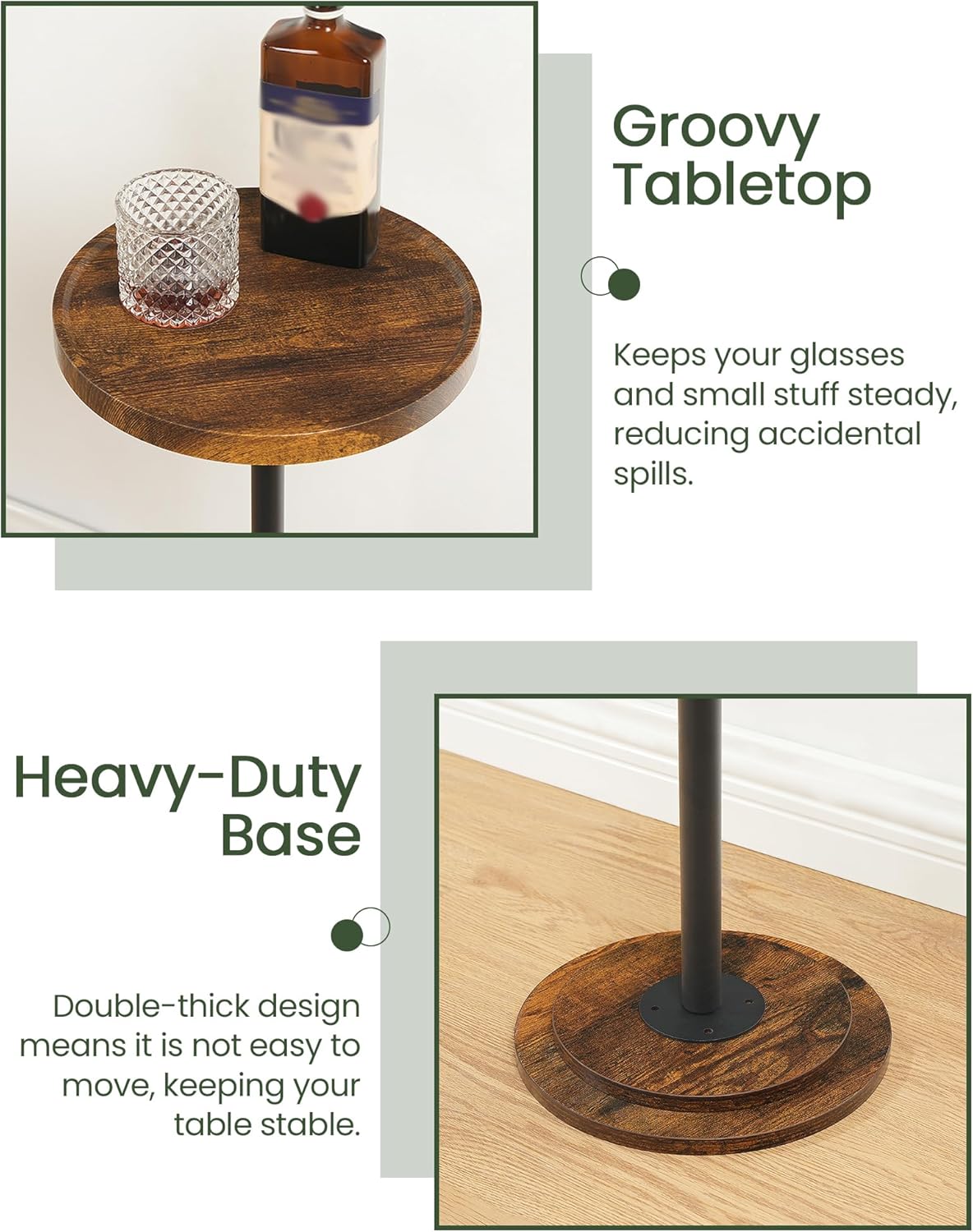CHOEZON Drink Table and Small Side Table Bundle, for Living Room, Bedroom, TBZ30BF-TBZ24BF