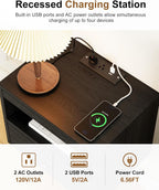 Floating Nightstand with Charging Station,Modern Bedside Table with Drawers and Extension Panel, Small Wall Mounted Nightstands for Bedroom Room，Floating Sofa Side Table（ Black ）