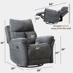 ANJ Swivel Rocker Recliner Chair Nursery Manual Glider Rocking Recliner Chairs for Adults, Fabric Rocking Chair Nursery, 360° Swivel Lazy Boy Recliner Chairs for Living Room, rv, Smoky Grey