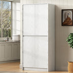 72" Tall Kitchen Pantry,Cabinet with 8 Door Shelves, Curved Design with 3 Adjustable Shelves, Hidden Drawer, for Kitchen, Dining & Bathroom, White