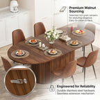 55"-71" Extendable Dining Table Set for 6, Oval Dining Room Table Set for 6, Modern Wood Kitchen Table Upholstered Chairs Set of 6, Ideal for Dining Room,Office, Space-Saving