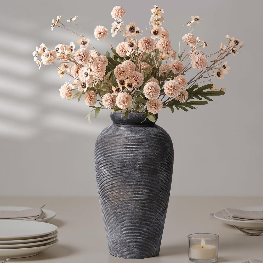 Starttag Large Ceramic Rustic Vase, 11 inch Farmhouse Flowers Tall Vase Vintage Texture Pottery Floor for Indoor Table, Centerpieces, Living Room Home Decor, Bronze