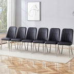 Dining Chairs Set of 6，Modern Dining Chairs, Equipped with PU Leather Backrest Cushions and Metal Legs, Suitable for Restaurants, Kitchens, and Dining Room Chairs