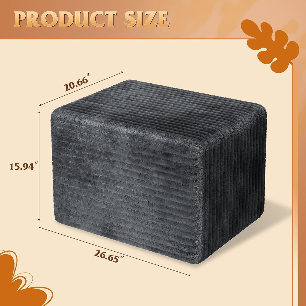 WLIVE Pouf Ottoman Foot Rest, Square Bean Bag Ottoman Coffee Table for Living Room, Grey