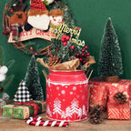 Putuo Decor Large Metal Milk Can with White Winter Forest Snowflake Design Rustic Farmhouse Holiday Vase with Gold Handles Vintage Christmas Décor for Festive Centerpieces Home Accents (Red)