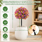 2Pcs 22" Artificial Topiary Ball Flowers for Outdoors Planters, Spring Summer Decoration, UV Resistant Faux Floral Greenery, Fake Shrubs Bushes for Indoor Outdoor Garden Yard Porch Patio Home Decor