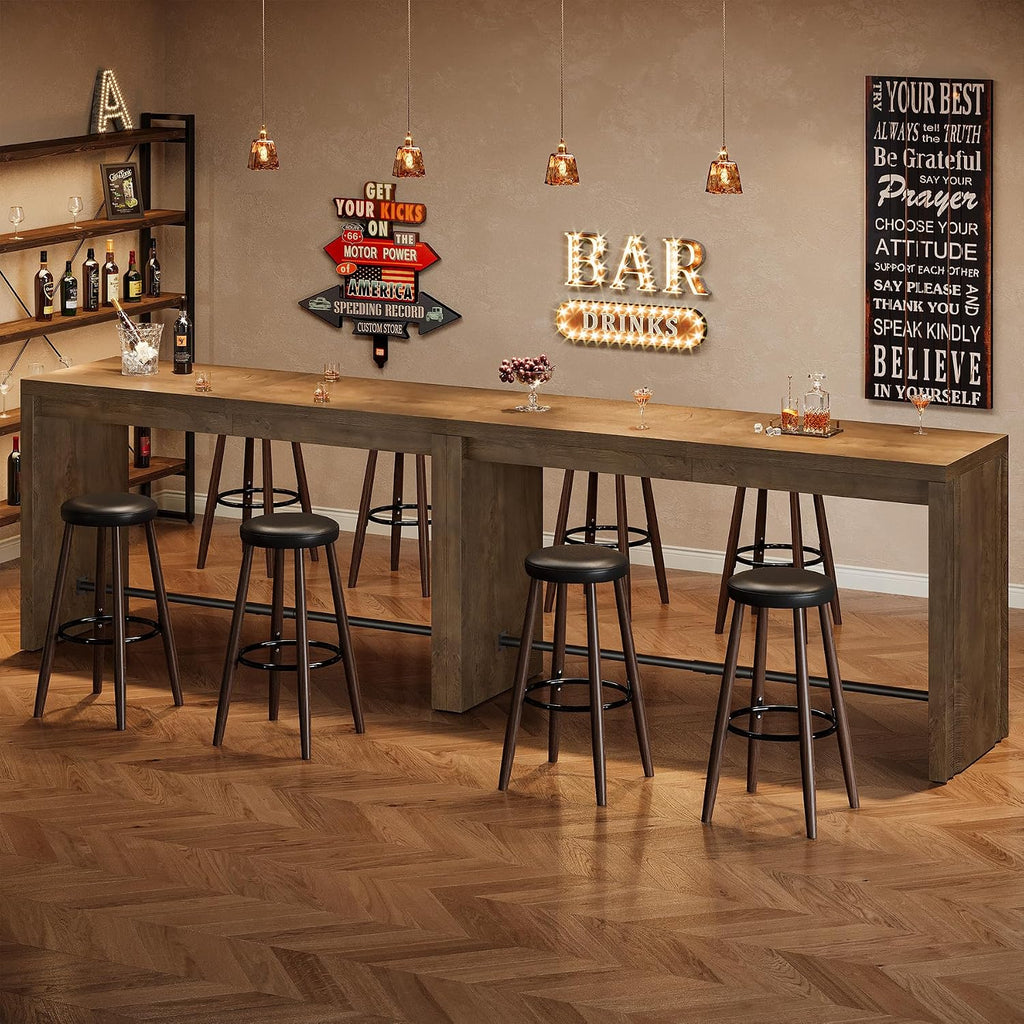 Tribesigns Bar Table, 63-Inch Modern Counter Height Pub Table with Metal Footrest, Rectangular High Bar Dining Table, Home Bar Unit for Kitchen, Dining Room, Living Room, Bistro, Brown