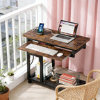 Side Table with Wheels, Mobile C Table,Narrow Desk,Convenient Charging Station