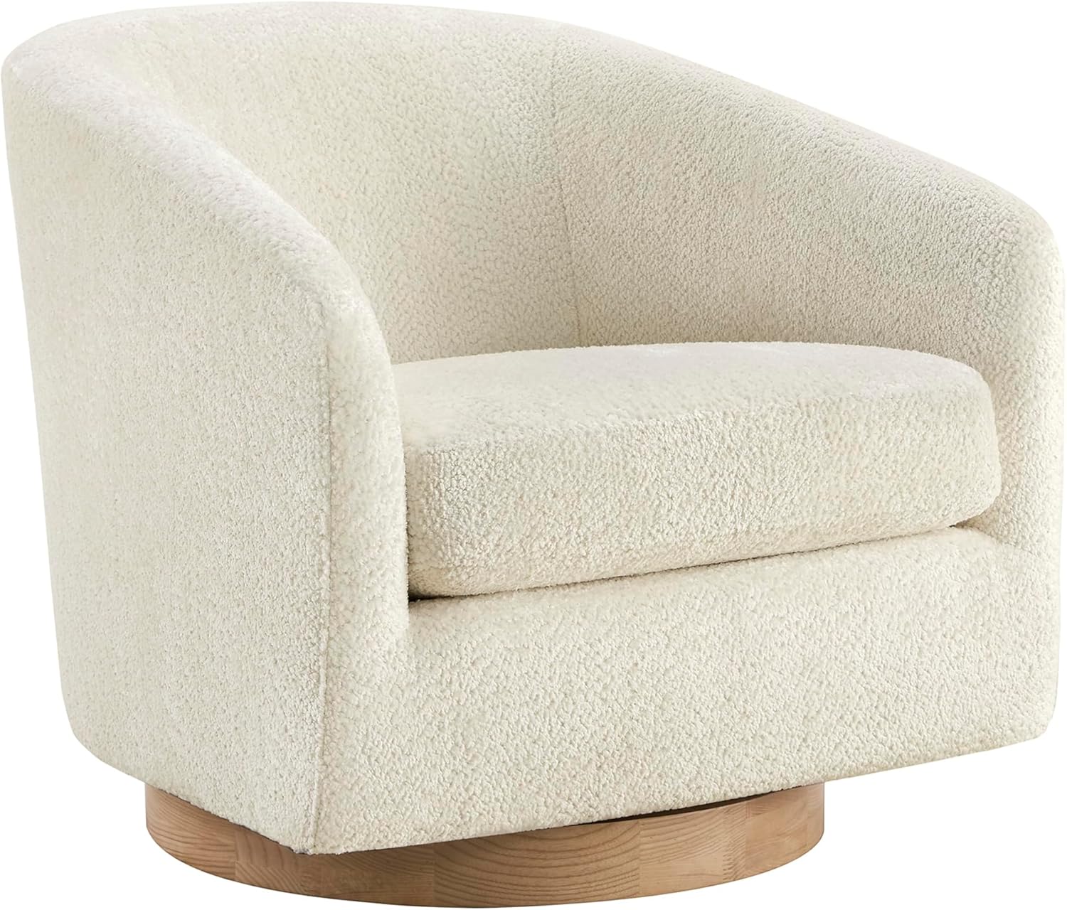 CHITA Swivel Accent Chair Set of 2, Fully Assembled Fabric Barrel Armchair with FSC Certified Upholstered for Living Room, Bedroom and Office, Cream