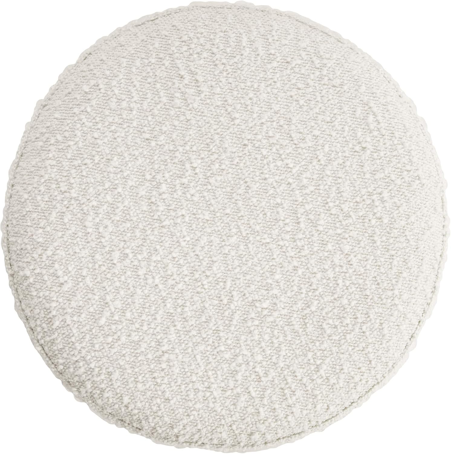 HomePop Organic Shape Ottoman (No Lid, Seat Only) | HomePop Home Décor | Round Pouf Foot Rest – Cream Boucle