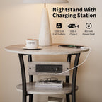 Side Table with Charging Station, End Nightstand with USB Ports and Outlet，3-Tier End Tables Living Room，for Living Room, Bedroom, Corners, and Office (Grey)