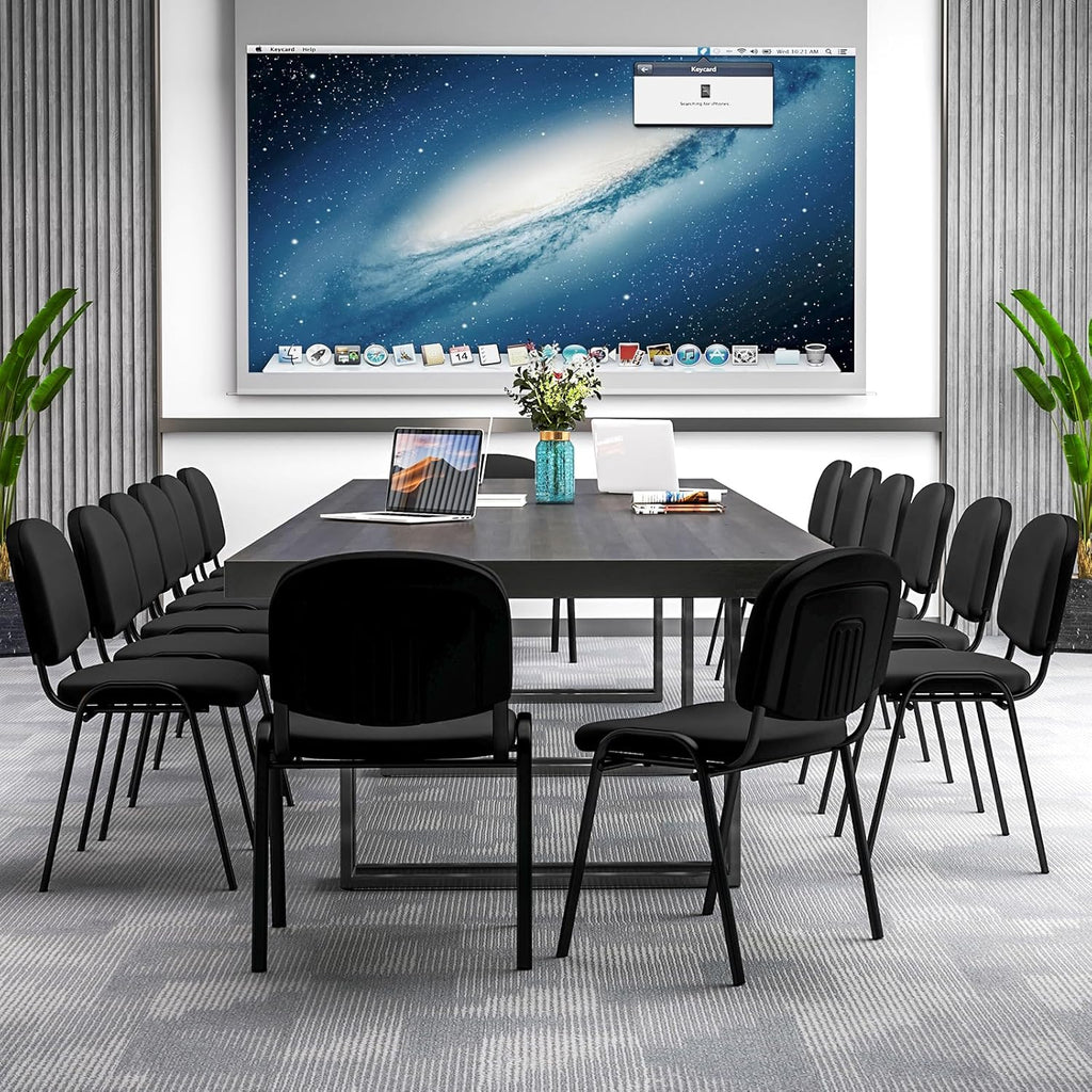 Giantex Set of 15 Conference Chair, Waiting Room Chairs with Ergonomic Upholstered Seat, Stackable Design for Home & Office, Meeting Room, Reception, 15-Pack Guest Chair Set (Black,15)