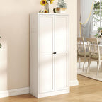 Modern 61" White Metal Kitchen Pantry Cabinet with Adjustable Storage, 4 Durable Shelves - Heavy Duty Organizer for Kitchen, Pantry & Living Room!