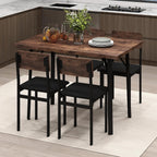 Giantex 5-Piece Dining Table Set for 4, Industrial Kitchen Table and 4 PU Leather Upholstered Chairs with Metal Leg, Padded Seat, Space-Saving Dinette Set for Small Space Apartment Breakfast Nook