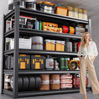 Garage Shelving Heavy Duty, 3000LBS Garage Shelves, 5-Tier Adjustable Metal Shelving Unit, Garage Storage Shelves, Utility Storage Rack Shelf，Shelves for Garage Storage, 72" H×59" W×19.7" D
