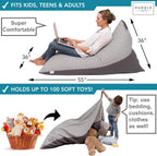Huddle Original Stuffed Animal Storage Chair Washable Bean Bag Cover (No Filler) for the Perfect Kids Bean Bag Chair. XL Bean Bag Stuffed Animal Storage Bags | Store 100+ Toys 100% Cotton Canvas Grey