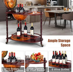 Goplus Globe Bar, 34.5” Globe Bar Liquor Cabinet with Wheels, Bottom Shelf, Old World Map, 16th Century Italian Replica Bar Globe, Retro Wine Stand, Globe Bar Cart for Dining Room Living Room Home