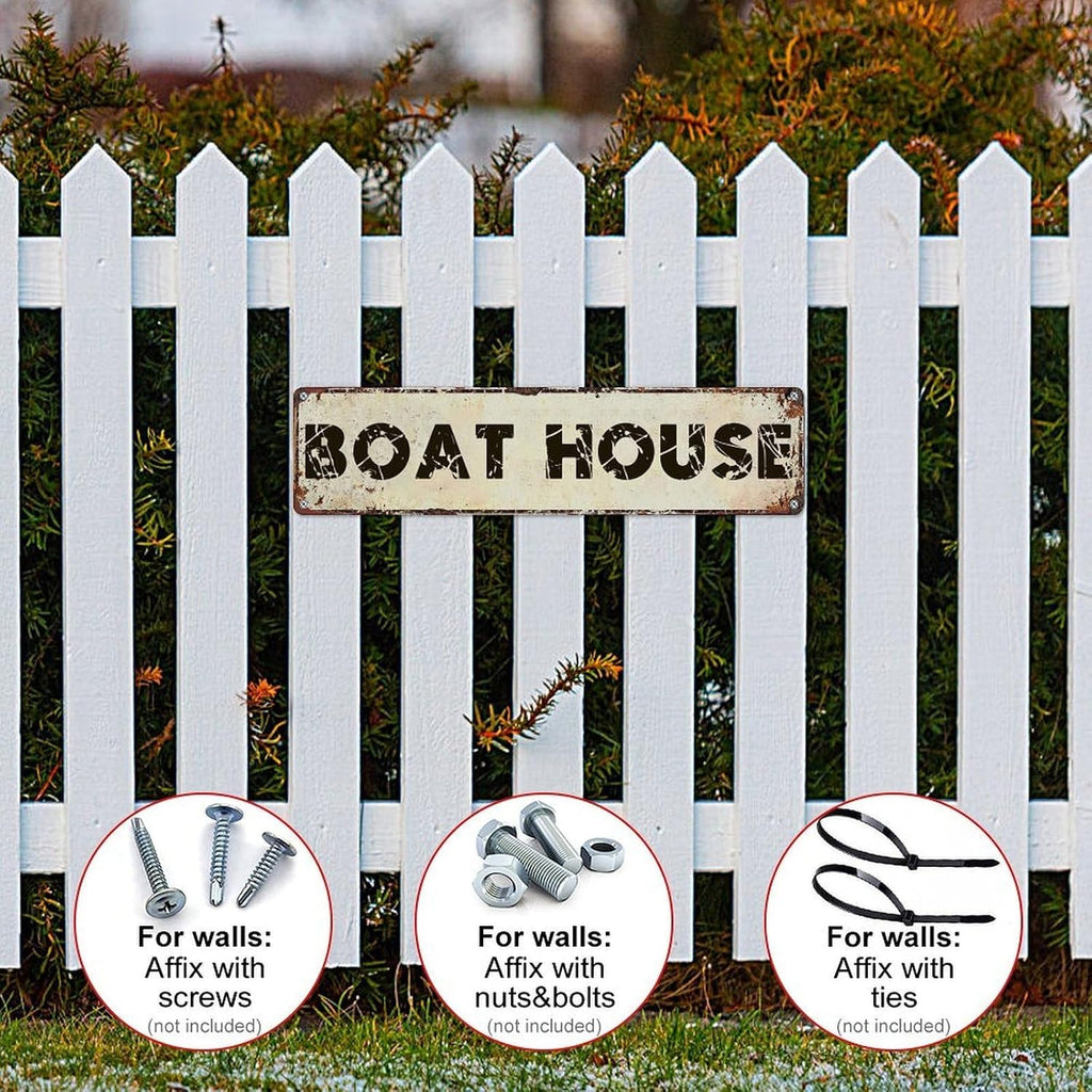 Retro Boat house Metal Tin Sign 4x16 Inch, Country Style Theme Wall Decor for Home, Farmhouse