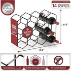 Sorbus 14 Bottle Wine Rack – Stackable Metal Wine Storage Organizer with Honeycomb Design – Cabinet, Pantry, or Bar Wine Bottle Holder – Modern Black Wine Racks Countertop - No Assembly Required