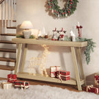 Huuger Console Table with Charging Station, USB-C Port, 2 Tiers Entryway Table, 53.9 Inch Sofa Table with Metal Legs, Entry Hallway Table with Thicker Desktop, Modern Behind Couch Table, Natural