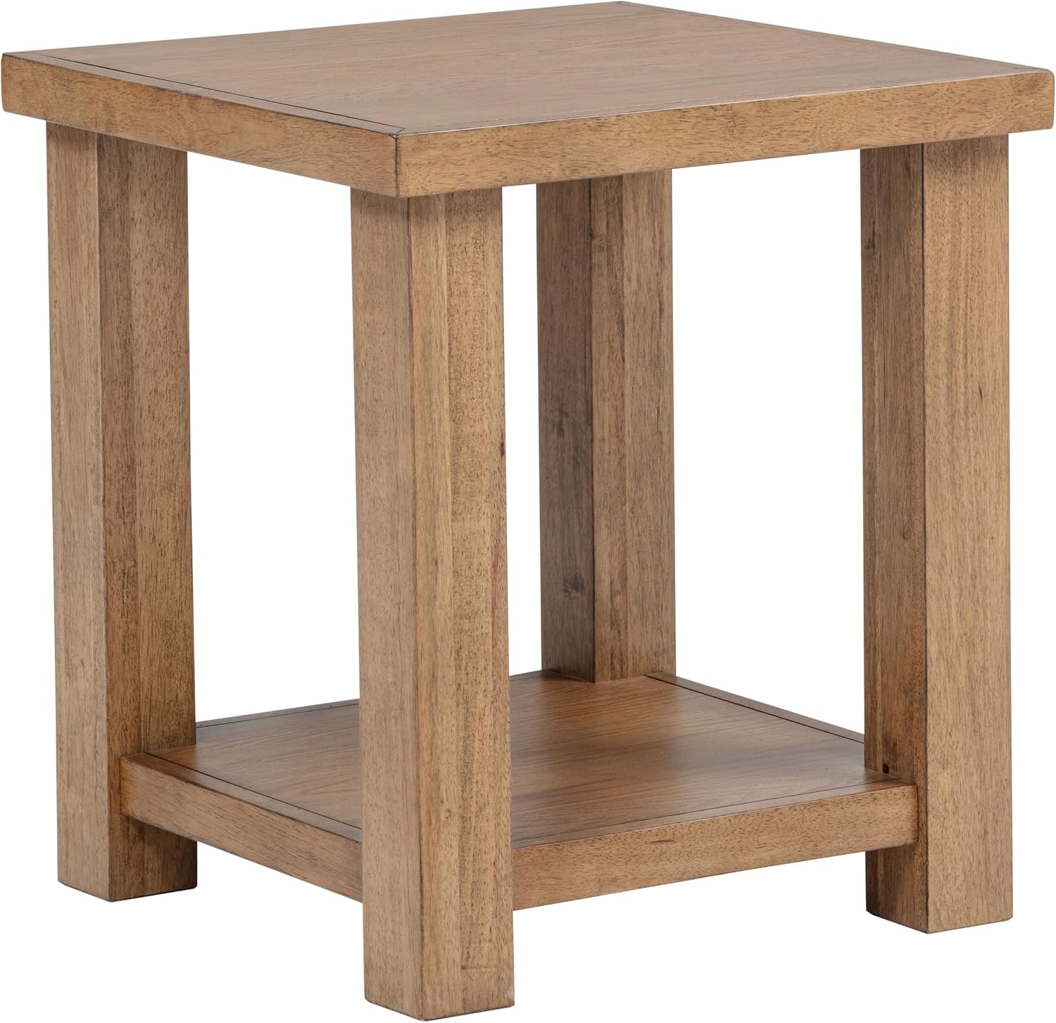 Coaster Home Furnishings - Beasley - Wood - End Table with Square Top, Lower Shelf, and Natural Grain - Living Room - 18-Inch - Golden Oak - 723327
