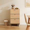 Storage Cabinet, Sideboard Buffet Cabinet with 3 Doors, Side Table with Storage for Kitchen, Living Room, W18.9xD15xH34.8, Natural Oak Color