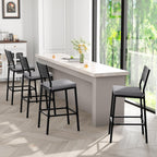 Crestlive Products Outdoor Bar Stools Set of 2, Patio Counter Height Barstools with Cushions, Tall Chairs with Back and Footrest for Deck, Lawn, Garden, Backyard, Poolside, Or Indoor Use (Light Gray)