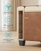 SONGMICS Storage Ottoman, Storage Chest Bench with Legs, End of Bed Bench with Safety Hinges, Pull Tab, for Living Room, Bedroom, 19.7 x 47.6 x 16.5 Inches, Synthetic Leather, Coffee Brown ULOM521KQ01
