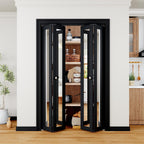 Bifold Doors 48" x 80" Opening, Mirrored Bifold Closet Door with Hardware Kit, Interior Bi Fold Door for Closet/Pantry/Laundry, Folding Barn Doors Panels, Easy to Install, Black
