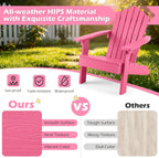 Costzon Kids Adirondack Chair, All-Weather HIPS Toddler Outdoor Chair, Wooden Textured Plastic Fire Pit Chair, Kids Patio Chair for Backyard Lawn Garden, Fits Children Age 3-7 Years (1, Pink)