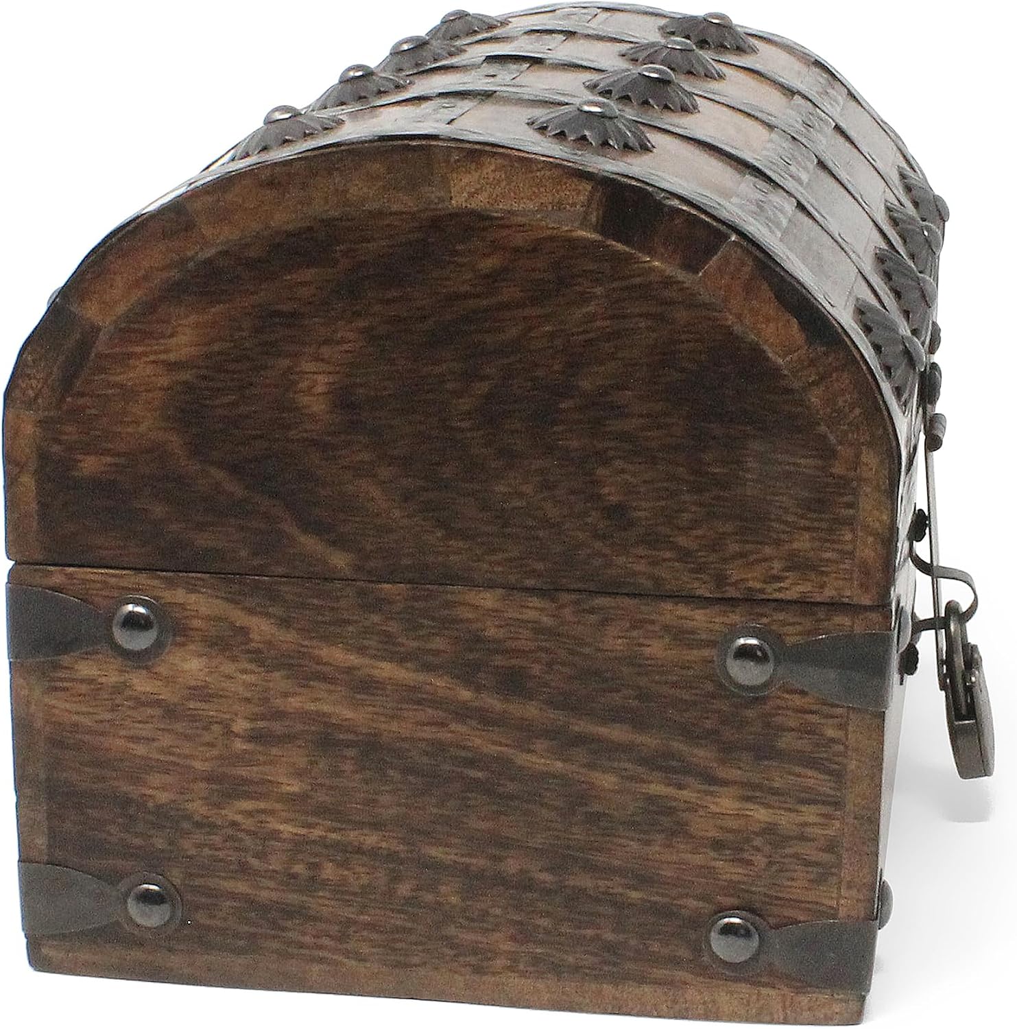 Nautical Cove Keepsake Wooden Treasure Chest with Antique Jewelry Lock and Key (Large 8 x 6 x 6) – Decorative Box, Pirate Wooden Chest, Wood Box with Lid, Rustic Storage Chest