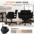 Criss Cross Chair with Footrest & 5 Level Folding Arms Full Relaxation, Wide Cross Legged Office Chair for Home Office, Comfy Swivel Desk Chair with Ottoman, Chenille Vanity Chair (Black)