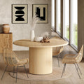LITTLE TREE 47 Inches Round Dining Table for 4, Farmhouse Natural Wooden Dining Room Table with Heavy Duty Fluted Pedestal, Large Circle Kitchen Dinner Table for Dining Room, Living Room (Table Only)