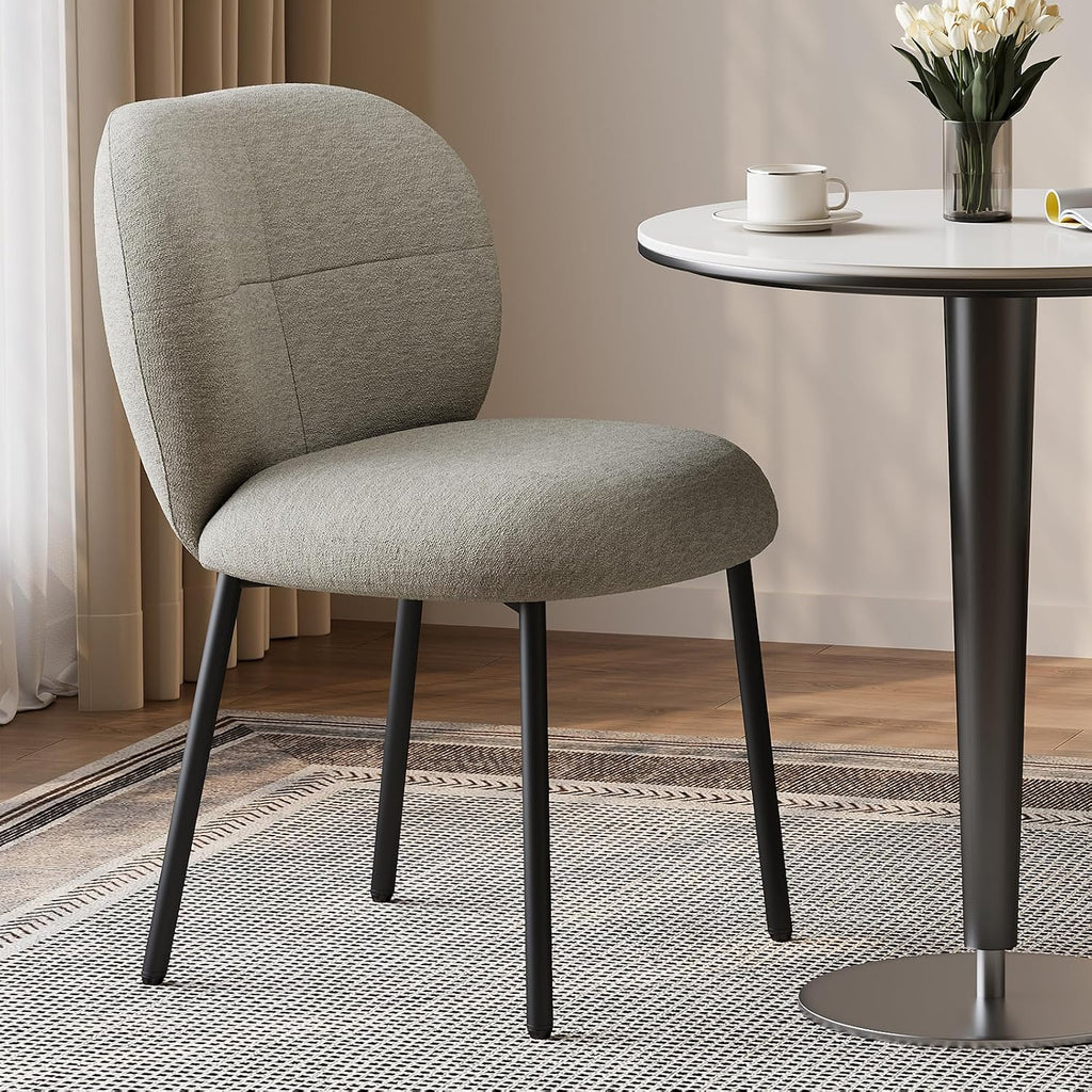 Modern Upholstered Dining Chairs, Linen Fabric Dining Chairs with Padded Seat & Back, Sturdy Metal Legs, Armless Kitchen Accent Chairs, 350 lbs Weight Capacity