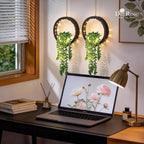 Der Rose 2 Pack Lighted Hanging Plants, Artificial String of Pearls Succulents with Warm LED Lights, Aesthetic Fake Plants for Black Bathroom Bedroom Living Room Wall Decor, Party & Gift for Women