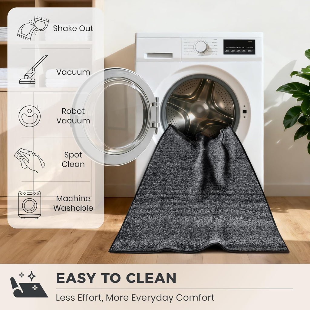 PURRUGS Dirt Trapping Door Mat 20" x 31.5", Non-Slip Machine Washable Entry Rug, Entrance Mat, Indoor Front Door Mat, Super Absorbent Entryway Rug for Muddy Shoes & Paws, Heathered Charcoal
