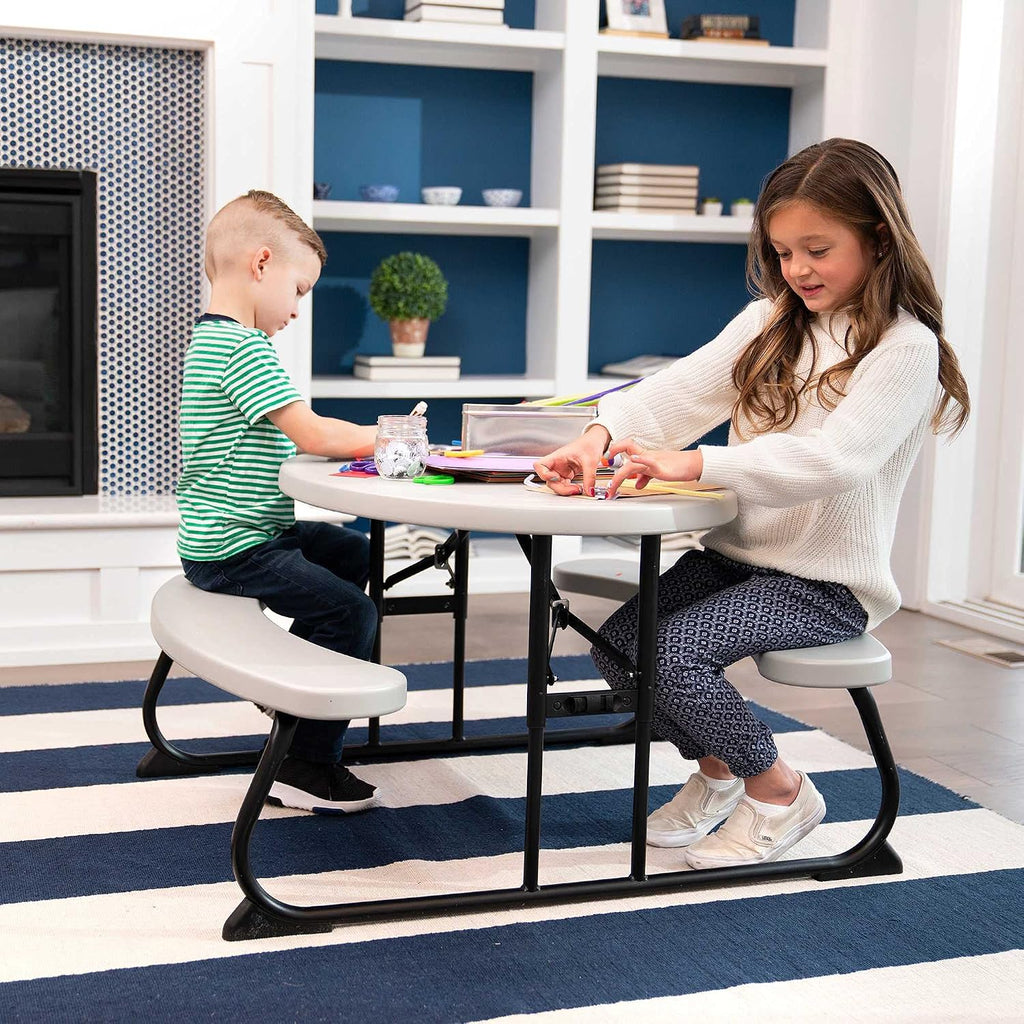 LIFETIME Kids Picnic Table, Folding Children’s Table Seats 4, UV‑Protected HDPE Top, Powder‑Coated Steel Frame, Stain‑Resistant, Indoor/Outdoor Durable Play Table