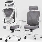 HOLLUDLE Ergonomic Mesh Office Chair - 3D Adjustable Lumbar Support & 3D Armrests, V-Shaped Back, Adjustable Desk Chair for Office & Home, White