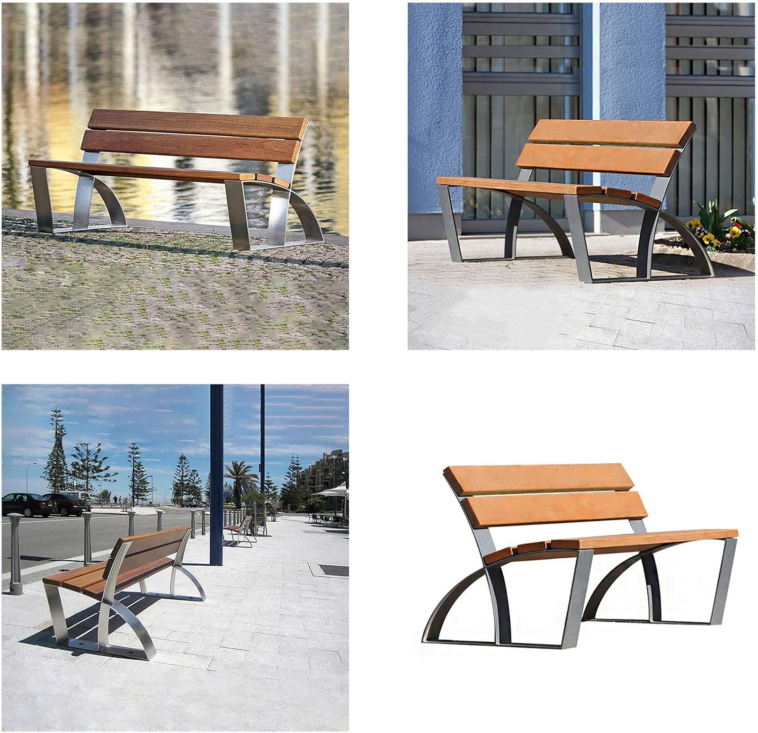 Patio Benches for Outdoors Creative Outdoor Bench Park Chair Square Galvanized Sheet Seat Community Landscape Leisure Garden Benches for Outdoors