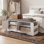 GRUSIGN Shoe Storage Bench, 2-Tier with Adjustable Shelves, Removable Cushion, 39.6'' Wide Shoe Rack Bench for Entryway Bedroom Living Room, White