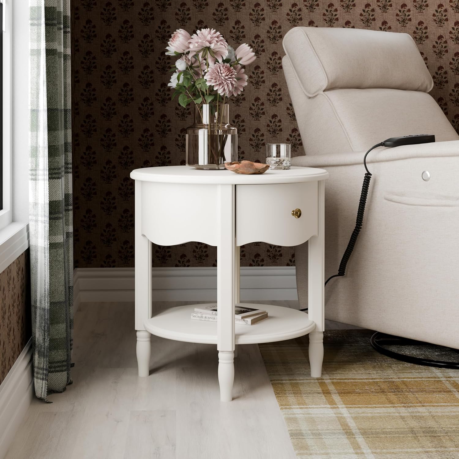 Namesake Liberty Assembled Nightstand in Warm White, Greenguard Gold Certified, Nightstand for Baby and Kids Room, Fully Assembled