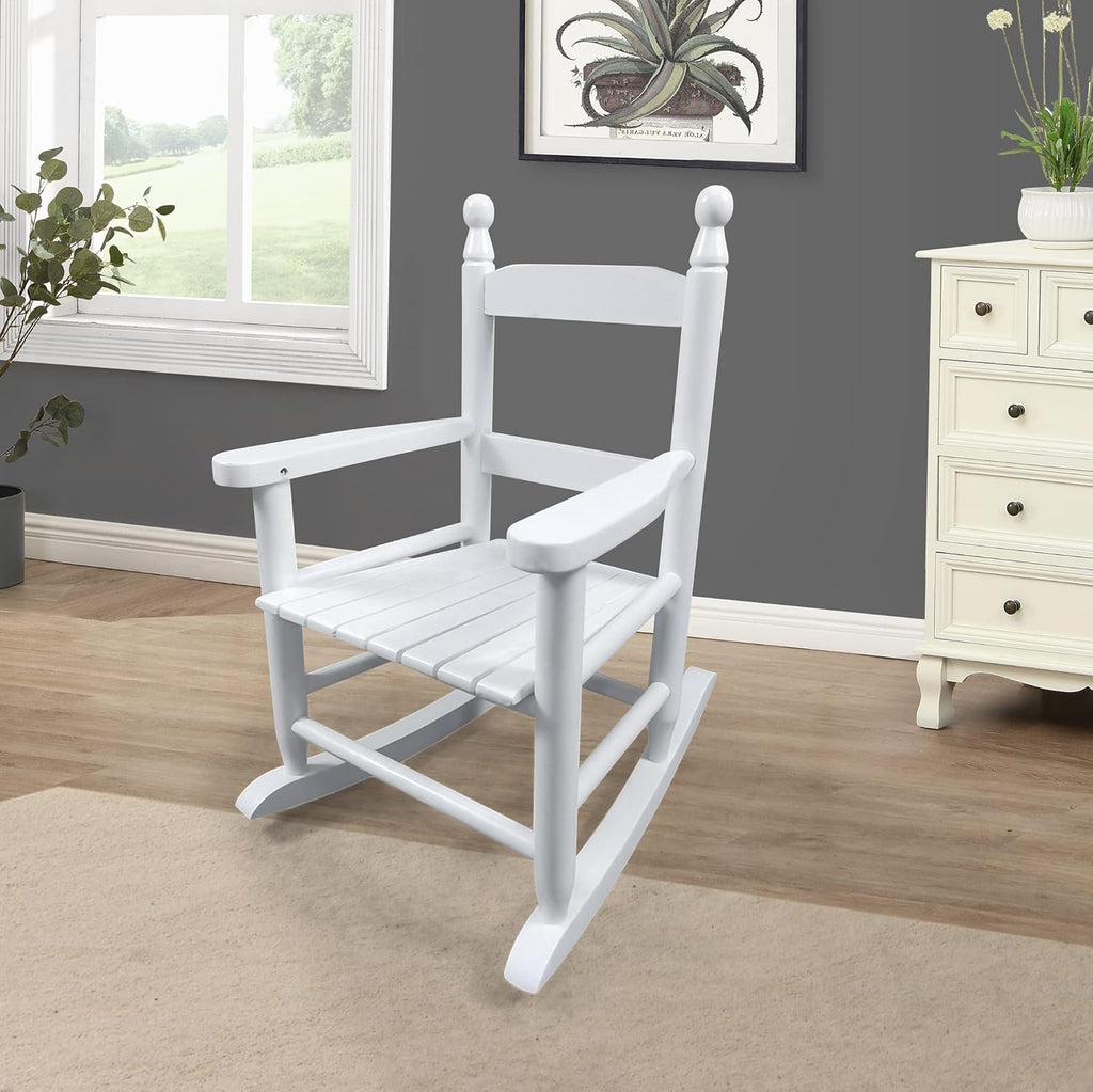 White Rocking Chair for Children - Durable Indoor Outdoor Rocker - Suitable for Toddlers and Kids - Enhances Home and Garden Decor