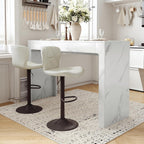 Miereirl Modern 3-Piece Bar Table Set, 55" Faux Marble Pub Dining Table with 2 Swivel Adjustable Barstools, PU Leather Counter Height Chairs with Footrest & Backrest for Kitchen, Dining Room