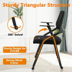 CLATINA Ergonomic Stackable & Foldable Conference Room Chairs, Mesh Office Chair with Arms and Wheels for Office Waiting Room Meeting Lobby Church School Receptions and Training Black (10 pk)